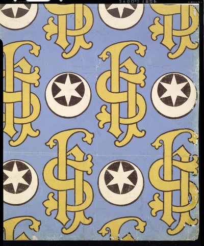 Yıldız ve Clef dini duvar kağıdı tasarımı by Augustus Welby Northmore Pugin